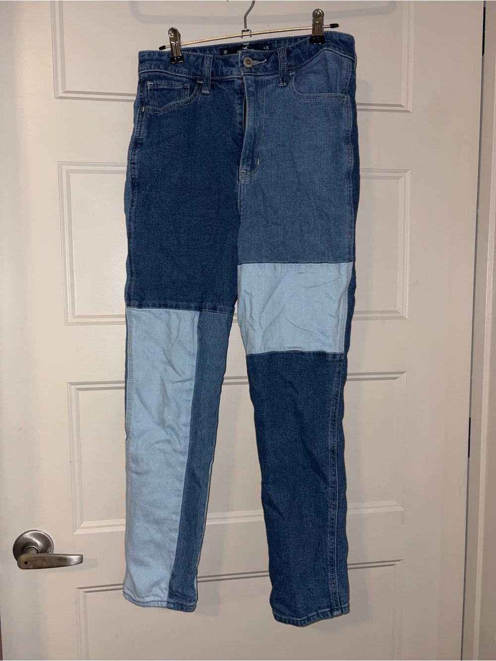 Hollister Ultra High-Rise Mom Jeans Patchwork Colorblock Size 3R W26